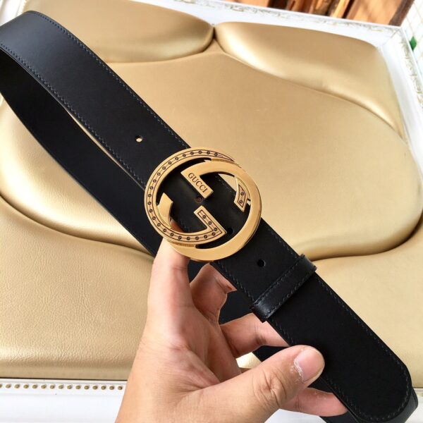 1:1 Replica Gucci Belt With Interlocking G Buckle Black For Women, Women Belt
