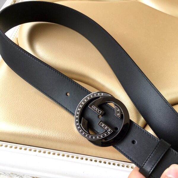 1:1 Replica Gucci Belt With Interlocking G Buckle Black For Women, Women Belt