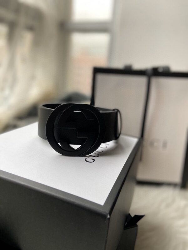 1:1 Replica Gucci Belt With Interlocking G Buckle Black For Women, Women Belt
