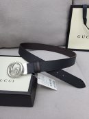 1:1 Replica Gucci Belt With Interlocking G Buckle Black For Women, Women Belt