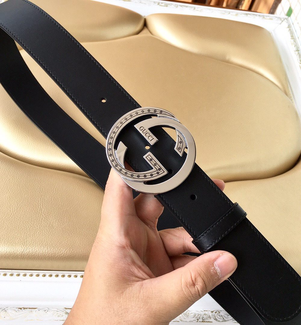 1:1 Replica Gucci Belt With Interlocking G Buckle Black For Women, Women Belt