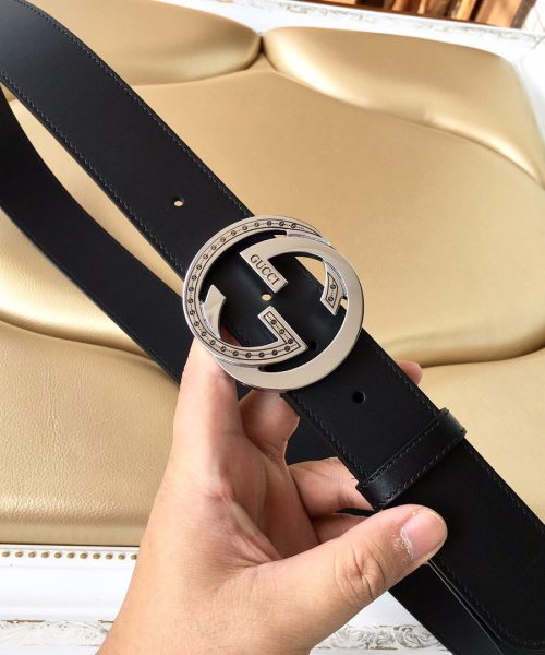 1:1 Replica Gucci Belt With Interlocking G Buckle Black For Women, Women Belt