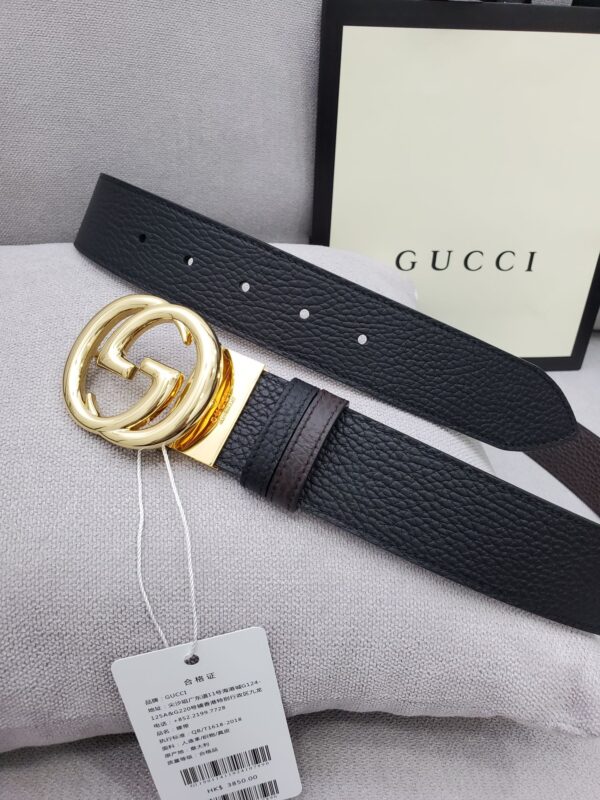 1:1 Replica Gucci Belt With Interlocking G Buckle Black For Women, Women Belt