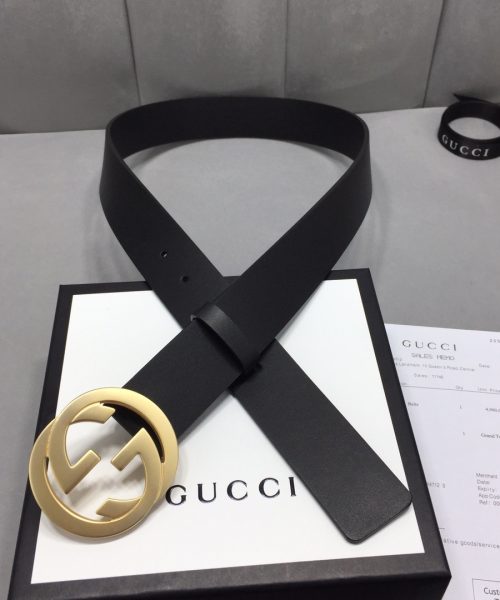 1:1 Replica Gucci Belt With Interlocking G Buckle Black For Women, Women Belt