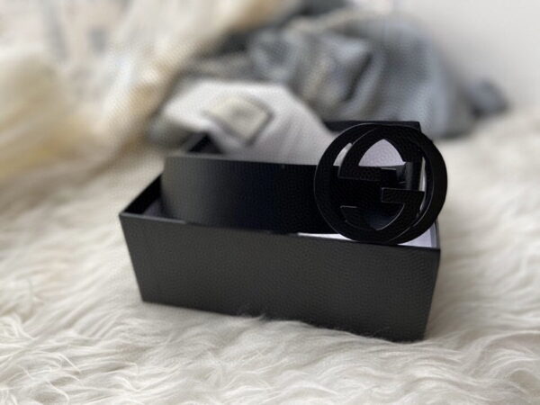 1:1 Replica Gucci Belt With Interlocking G Buckle Black For Women, Women Belt