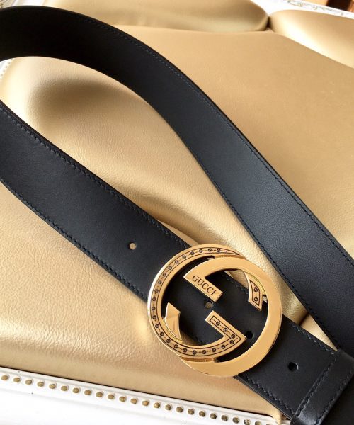 1:1 Replica Gucci Belt With Interlocking G Buckle Black For Women, Women Belt