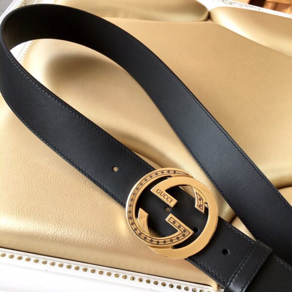 1:1 Replica Gucci Belt With Interlocking G Buckle Black For Women, Women Belt