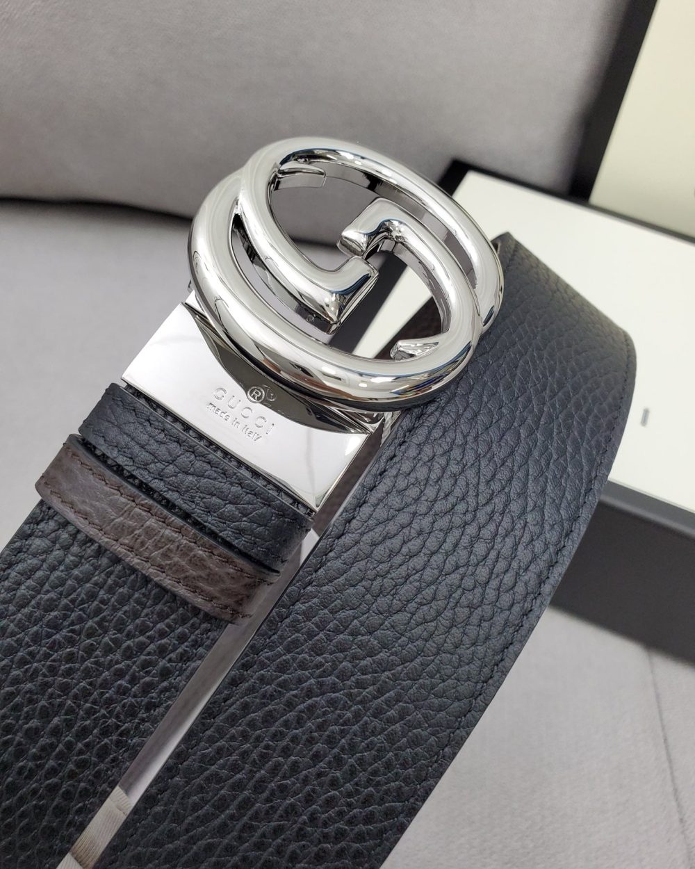 1:1 Replica Gucci Belt With Interlocking G Buckle Black For Women, Women Belt