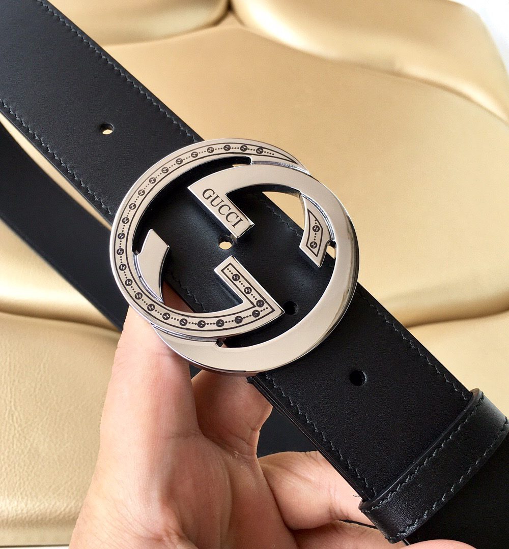 1:1 Replica Gucci Belt With Interlocking G Buckle Black For Women, Women Belt