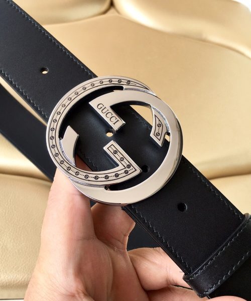 1:1 Replica Gucci Belt With Interlocking G Buckle Black For Women, Women Belt