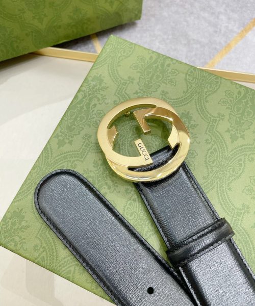 1:1 Replica Gucci Belt With Interlocking G Buckle Black For Women, Women Belt