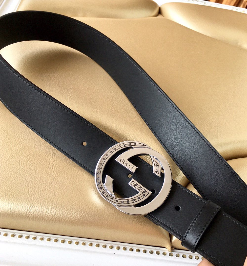 1:1 Replica Gucci Belt With Interlocking G Buckle Black For Women, Women Belt