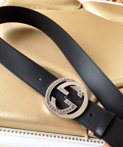 1:1 Replica Gucci Belt With Interlocking G Buckle Black For Women, Women Belt