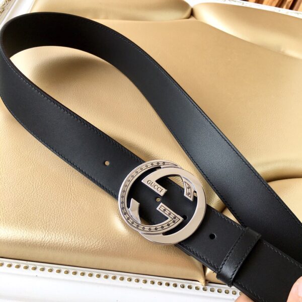 1:1 Replica Gucci Belt With Interlocking G Buckle Black For Women, Women Belt