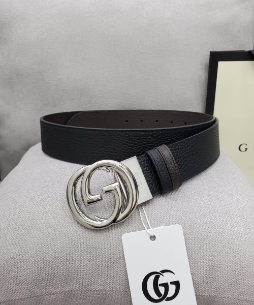 1:1 Replica Gucci Belt With Interlocking G Buckle Black For Women, Women Belt