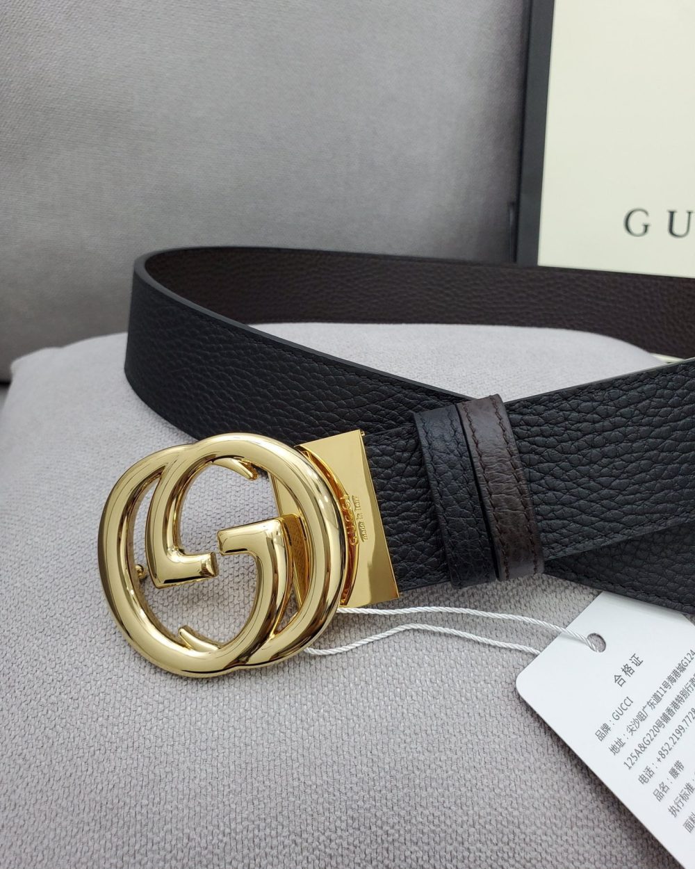 1:1 Replica Gucci Belt With Interlocking G Buckle Black For Women, Women Belt
