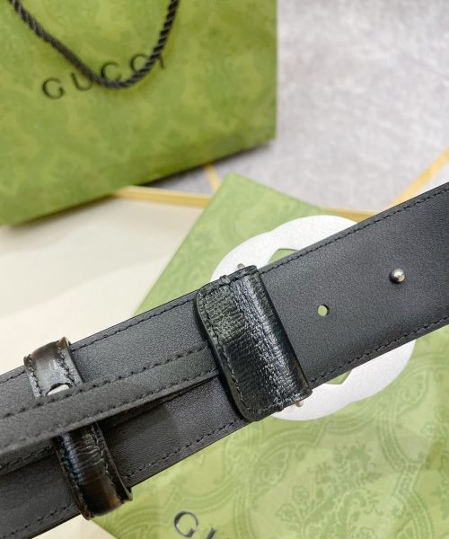 1:1 Replica Gucci Belt With Interlocking G Buckle Black For Women, Women Belt
