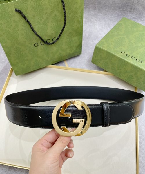 1:1 Replica Gucci Belt With Interlocking G Buckle Black For Women, Women Belt