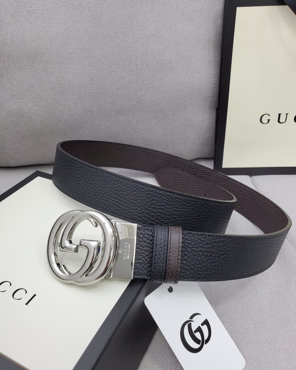 1:1 Replica Gucci Belt With Interlocking G Buckle Black For Women, Women Belt