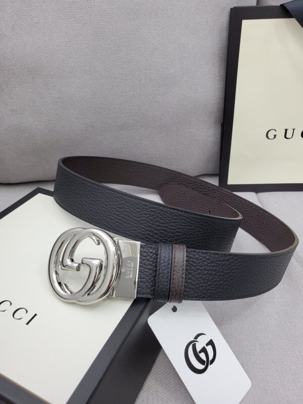 1:1 Replica Gucci Belt With Interlocking G Buckle Black For Women, Women Belt