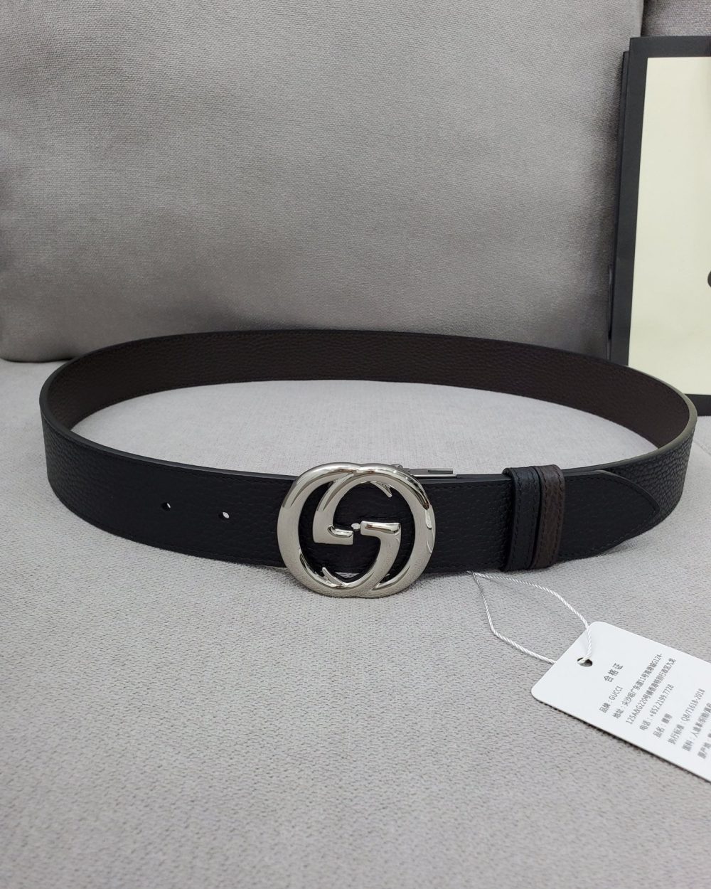 1:1 Replica Gucci Belt With Interlocking G Buckle Black For Women, Women Belt