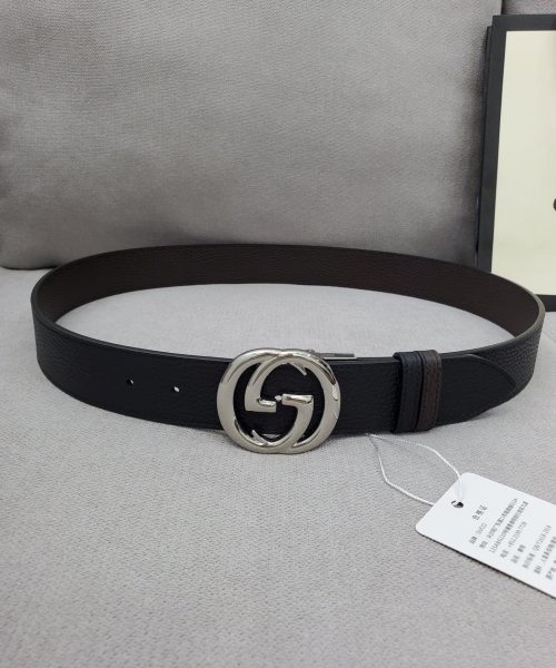 1:1 Replica Gucci Belt With Interlocking G Buckle Black For Women, Women Belt
