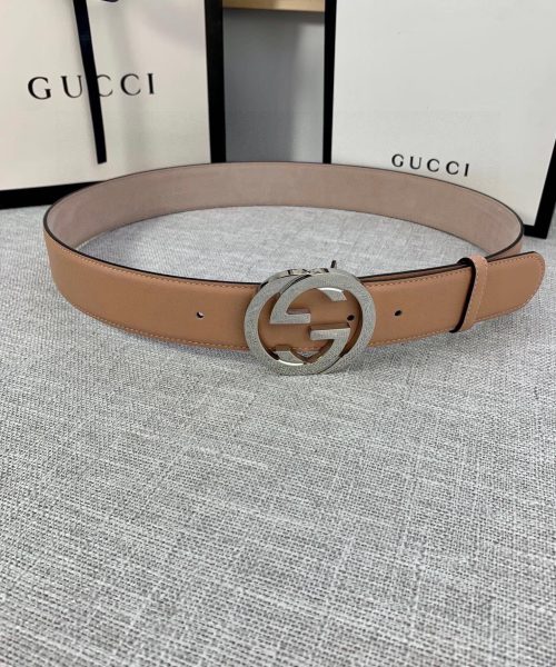1:1 Replica Gucci Belt With Interlocking G Buckle Brown GG, Women Belt ‎370717