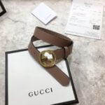 1:1 Replica Gucci Belt With Interlocking G Buckle Brown GG, Women Belt 370717