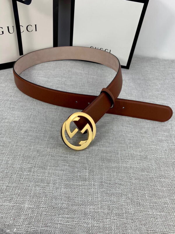 1:1 Replica Gucci Belt With Interlocking G Buckle Brown GG, Women Belt ‎370717