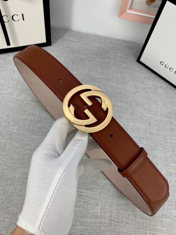 1:1 Replica Gucci Belt With Interlocking G Buckle Brown GG, Women Belt ‎370717
