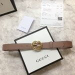 1:1 Replica Gucci Belt With Interlocking G Buckle Brown GG, Women Belt 370717