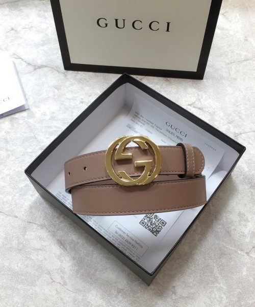 1:1 Replica Gucci Belt With Interlocking G Buckle Brown GG, Women Belt 370717