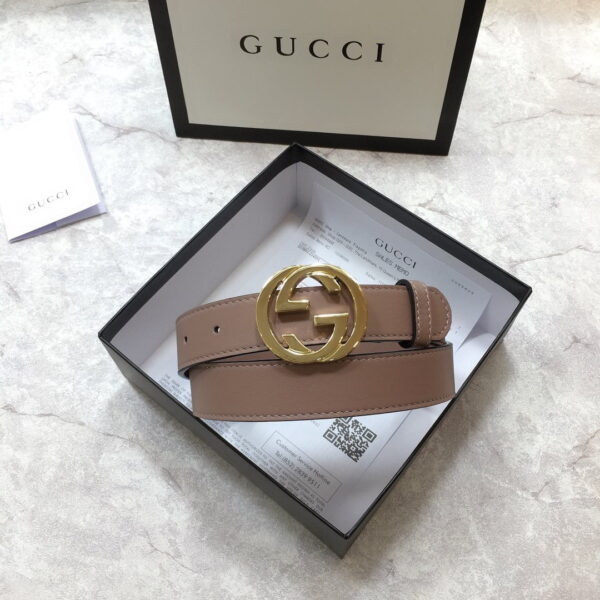 1:1 Replica Gucci Belt With Interlocking G Buckle Brown GG, Women Belt 370717
