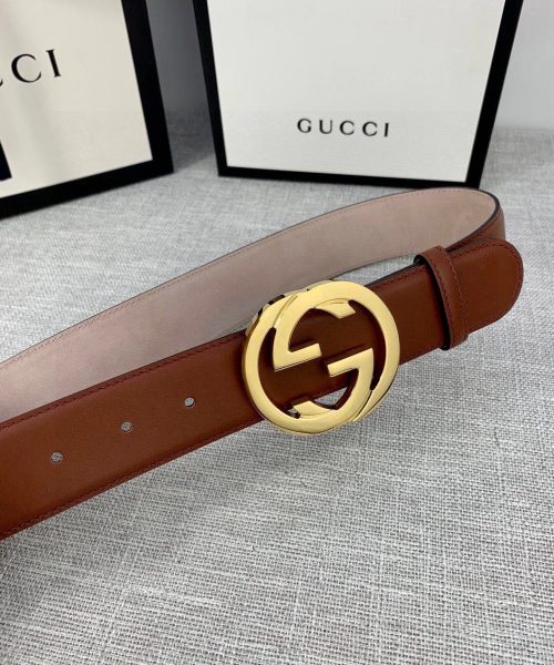 1:1 Replica Gucci Belt With Interlocking G Buckle Brown GG, Women Belt ‎370717