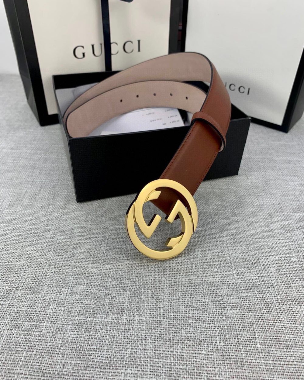 1:1 Replica Gucci Belt With Interlocking G Buckle Brown GG, Women Belt ‎370717