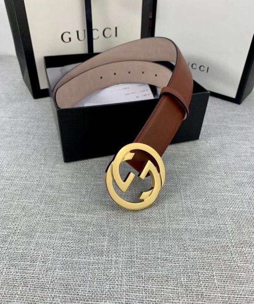 1:1 Replica Gucci Belt With Interlocking G Buckle Brown GG, Women Belt ‎370717