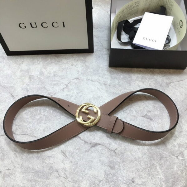 1:1 Replica Gucci Belt With Interlocking G Buckle Brown GG, Women Belt 370717