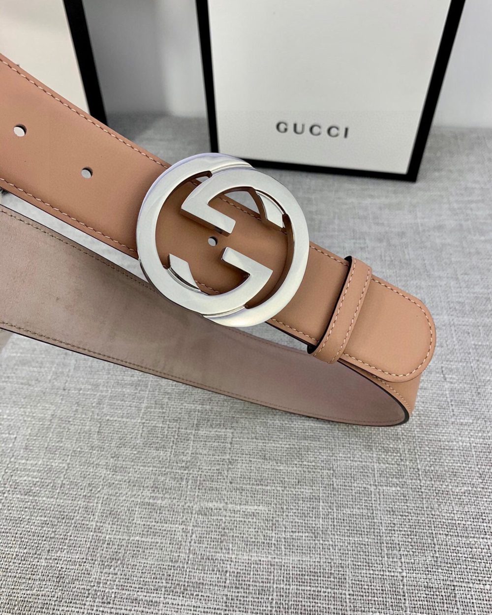1:1 Replica Gucci Belt With Interlocking G Buckle Brown GG, Women Belt ‎370717