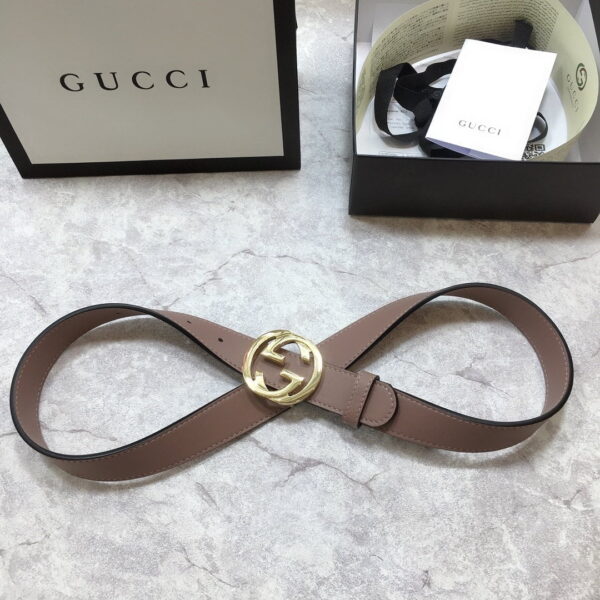 1:1 Replica Gucci Belt With Interlocking G Buckle Brown GG, Women Belt 370717