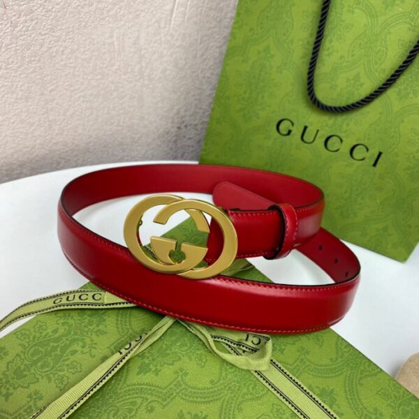 1:1 Replica Gucci Belt With Interlocking G Buckle Red GG, Women Belt 574807