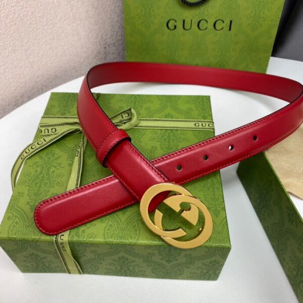1:1 Replica Gucci Belt With Interlocking G Buckle Red GG, Women Belt 574807