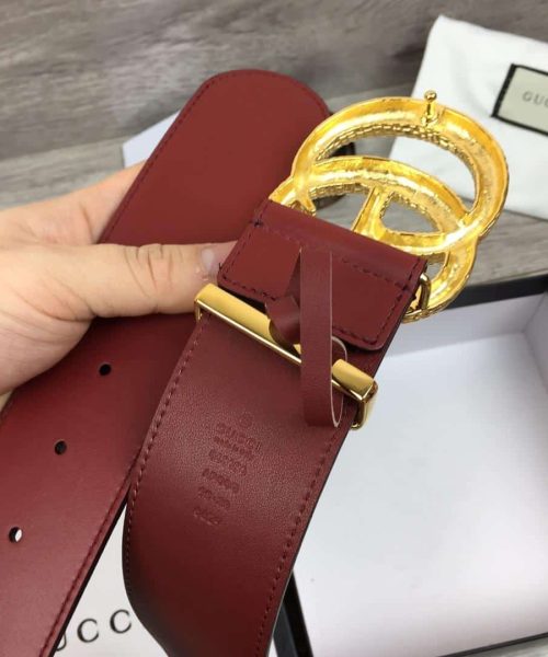 1:1 Replica Gucci Belt With Snakeskin Double G Buckle Red For Women, Women Belt