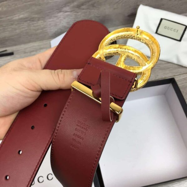 1:1 Replica Gucci Belt With Snakeskin Double G Buckle Red For Women, Women Belt