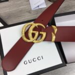 1:1 Replica Gucci Belt With Snakeskin Double G Buckle Red For Women, Women Belt