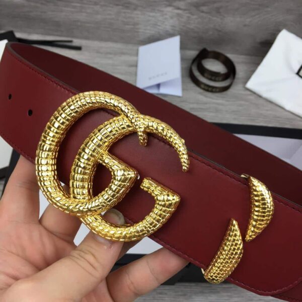 1:1 Replica Gucci Belt With Snakeskin Double G Buckle Red For Women, Women Belt
