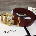 1:1 Replica Gucci Belt With Snakeskin Double G Buckle Red For Women, Women Belt