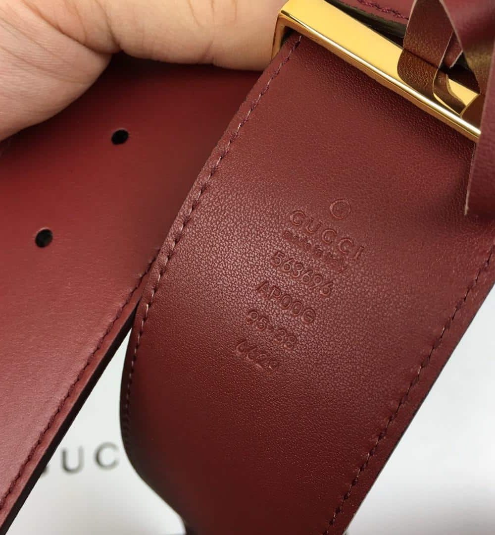 1:1 Replica Gucci Belt With Snakeskin Double G Buckle Red For Women, Women Belt