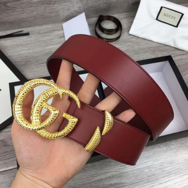 1:1 Replica Gucci Belt With Snakeskin Double G Buckle Red For Women, Women Belt