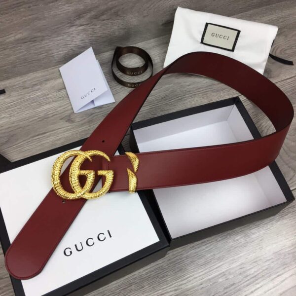 1:1 Replica Gucci Belt With Snakeskin Double G Buckle Red For Women, Women Belt
