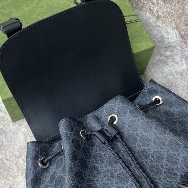 1:1 Replica Gucci Black Backpack Black/Grey Soft GG Supreme Blue And Red Web For Men 16.5in/42cm 495563 K9R8X 1071